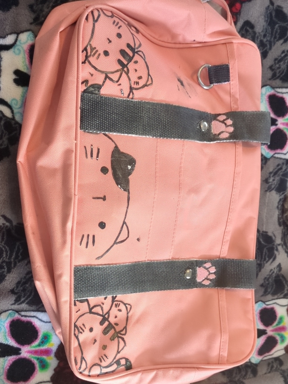 Source Unknown Pink Cat Print Kids Carry Bag